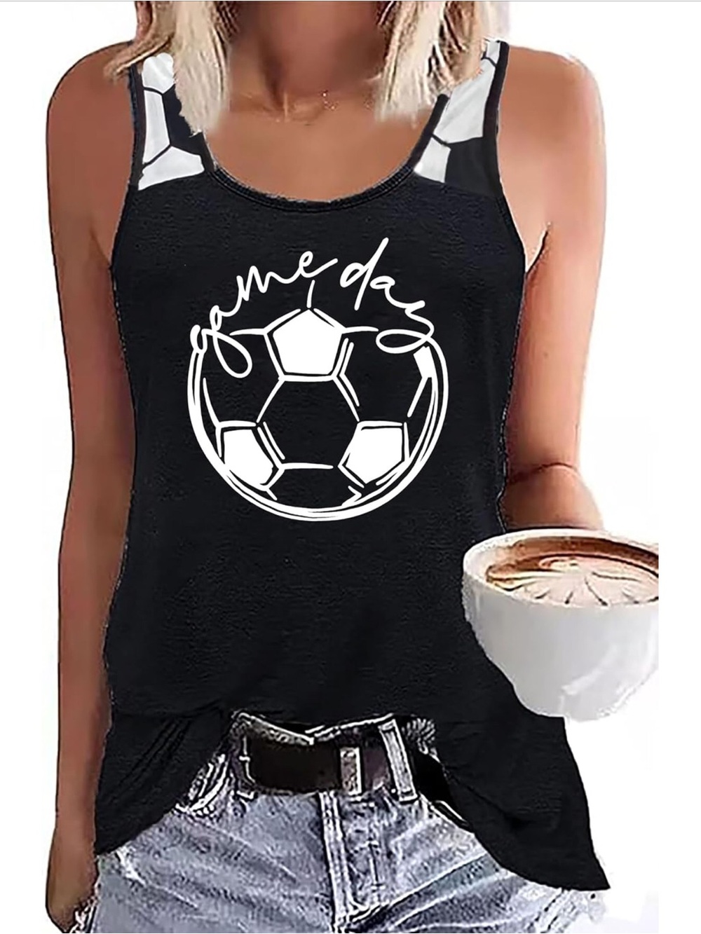 Game Day Soccer Graphic Tank Top - Black